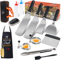 MUJUZE Stainless Steel Griddle Accessory Set, Gift Griddle Kit for Men and Dad, Professional Spatula for Barbecue Grill Teppanyaki and Camping