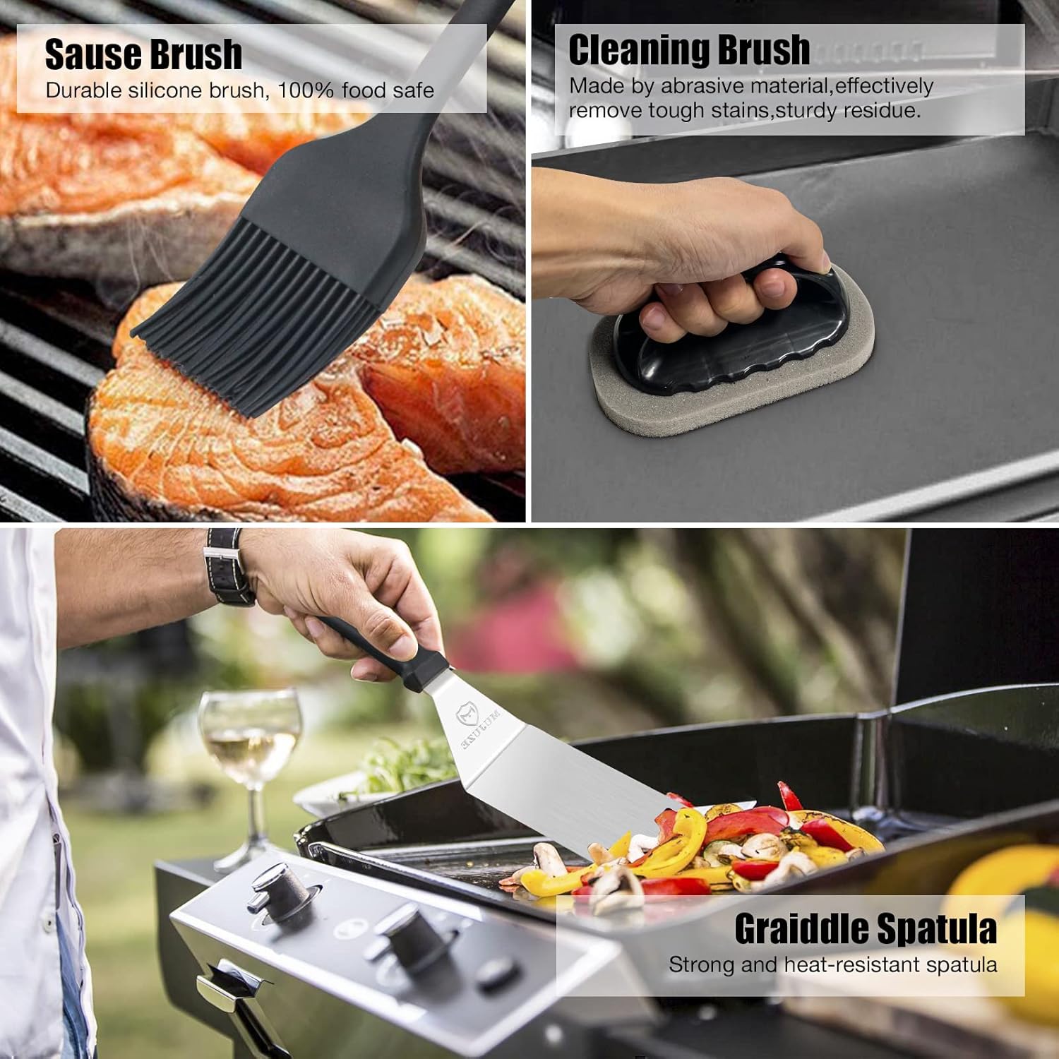 MUJUZE Stainless Steel Griddle Accessory Set, Gift Griddle Kit for Men and Dad, Professional Spatula for Barbecue Grill Teppanyaki and Camping