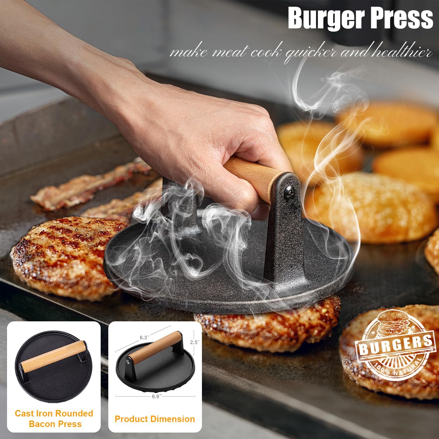 Grilliance Teppanyaki Grill Set of 27 Stainless Steel Barbecue Utensils, Hibachi Smasher Burger Gift Kit with Hamburger Press, Cooking Bell for Blackstone